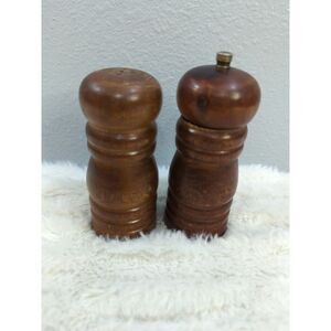 Vintage Wooden Salt Shaker & Pepper Mill Grinder 4"‎ Brown Tradtional